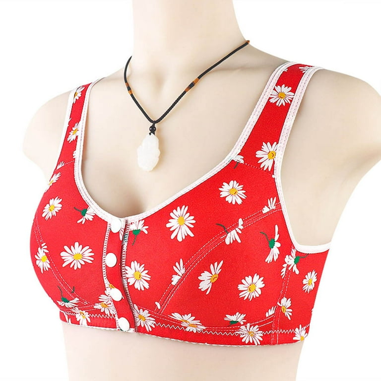 Racerback Bras for Women Solid Color Top Vest Front Button Breastfeeding  Shapermint Bra for Womens Wirefree Red XL