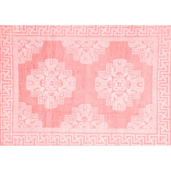 Ahgly Company Machine Washable Indoor Rectangle Oriental Red Traditional Area Rugs, 7' x 9'