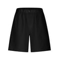 thumbnail image 5 of QATAINLAV Plus Size Linen Shorts for Women Trendy High Waisted Casual Summer Ladies Wide Leg Bermuda Shorts Solid Color Workout Loose Shorts with Pockets Black XXXL, 5 of 8