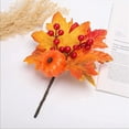 thumbnail image 4 of 3pcs Artificial Maple Leaves Branches, 10 in Berry Pumpkin Leaf Stem Branch for Christmas Thanksgiving Home Kitchen Party, 4 of 9