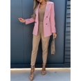 thumbnail image 6 of Women'S Long Sleeve Blazer Jacket, Casual Double Breasted Lapel Coat for Office Work & Holiday Outfits Pink XL, 6 of 8