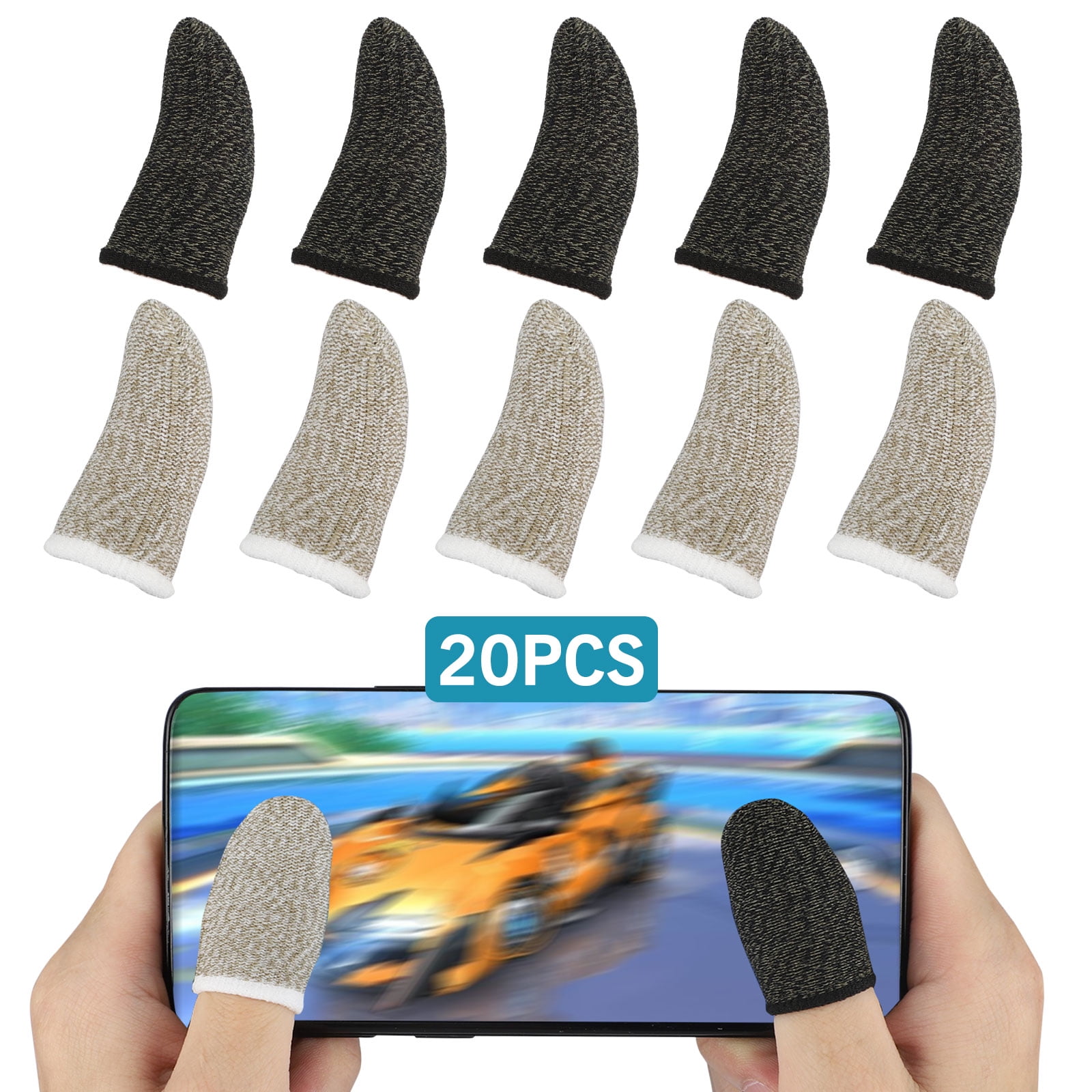 Anti Sweat Breathable Gaming Finger Sleeves for Mobile 6 PCS Seamless Touchscreen Finger Sleeves Compatible with Mobile Phone Tablet Devices for PUBG 