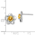thumbnail image 3 of 925 Sterling Silver Rhodium-plated Floral Citrine Post Earrings; for Adults and Teens; for Women and Men, 3 of 3