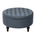 thumbnail image 4 of Abble Diameter 32 inch Denim Blue Fabric Upholstered Buttons Tufted Round Storage Cocktail Ottoman, 4 of 9