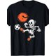 thumbnail image 1 of Halloween T-shirt - Boys' Funny Soccer Skeleton Graphic T-Shirt - Black with orange Soccer Ball & Goalpost Print, Spooky Design for Halloween Parties, Sports Fans & Casual attire, 1 of 6