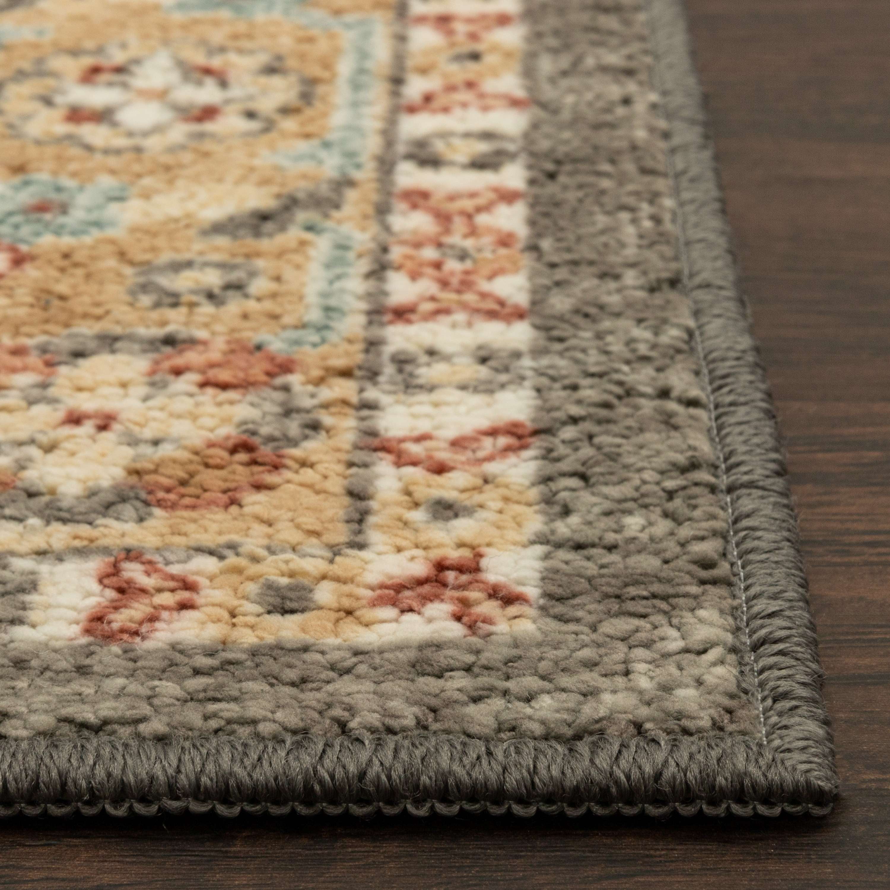 Mainstays Persian Border Medallion Loop Print Rust Brown Indoor Runner Rug, 2' x 6'