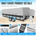 thumbnail image 5 of M optimized Heavy Duty Pontoon Boat Cover, 300D Waterproof Trailerable Boat Cover, Marine Grade Waterproof Covers with Adjustable Windproof Tightening Strap & Storage Bag, Gray, 5 of 6
