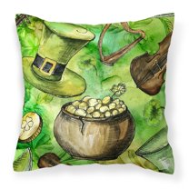 Carolines Treasures BB5755PW1818 Luck of the Irish Fabric Decorative Pillow 18HX18W multicolor