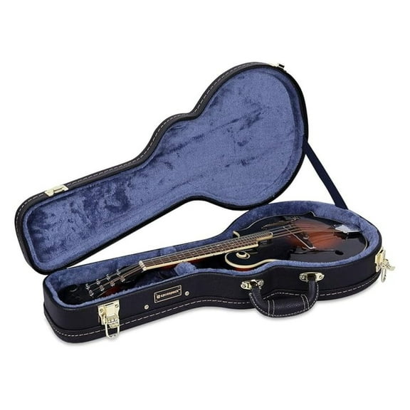 F-Style Mandolin Hard Case, Black - Deluxe Wood Case w/Plush Interior & Accessory Compartment