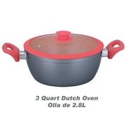 Royal Cook 7 Piece Heavy Aluminum Nonstick coating cookware set, with non-breakable see-through Glass cover Door, Red color, Gift Box
