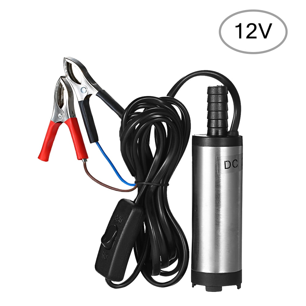 HEHUANG Portable Mini 12V DC Electric Submersible Pump For Pumping Diesel Oil Water Stainless Steel Shell 12L/min,12V