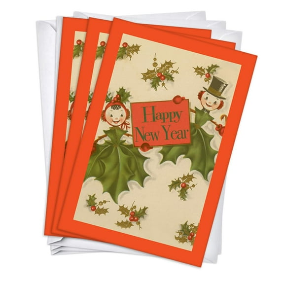 Holly People New Years Cards | 3 Pack Set (4x6)