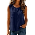 thumbnail image 2 of Gamivast Sleeveless Tank Tops for Women Crewneck Shirts with Chest Pockets Casual Loose Fit Summer Blouses Basic Solid Color Tunic Tees for Daily Office Business Wear Navy L, 2 of 8