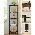 thumbnail image 5 of Corner Shelf Stand, Corner Bookshelf, Storage Standing Shelf Unit with Metal Frame, Plant Stand, Corner Bookcase for Living Room, Home Office, Bedroom, 5-Tier Rustic Brown, 5 of 16