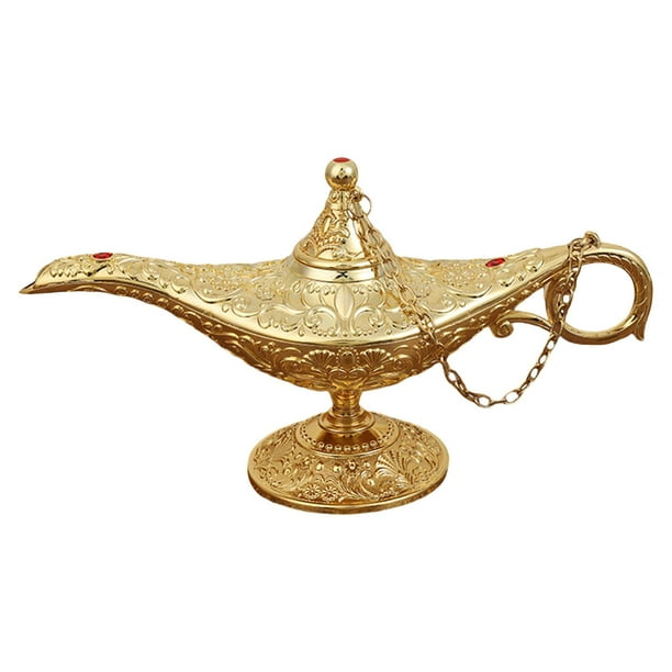 Lámpara de Retro clásica, lámpara de aceite en relieve adornada, accesorios coleccionables para Halloween, Navidad, hogar, (21x7x11cm) Gloria Lámpara de Aladino