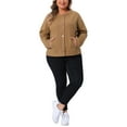 thumbnail image 2 of Agnes Orinda Women's Plus Size Denim Jacket Button Down Anorak Utility Casual Cargo Jackets with Pockets 2025 Outfits 1X Brown, 2 of 5