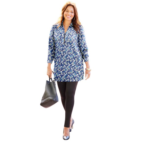 Catherines Women's Plus Size Petite Breezeway Half-Zip Tunic