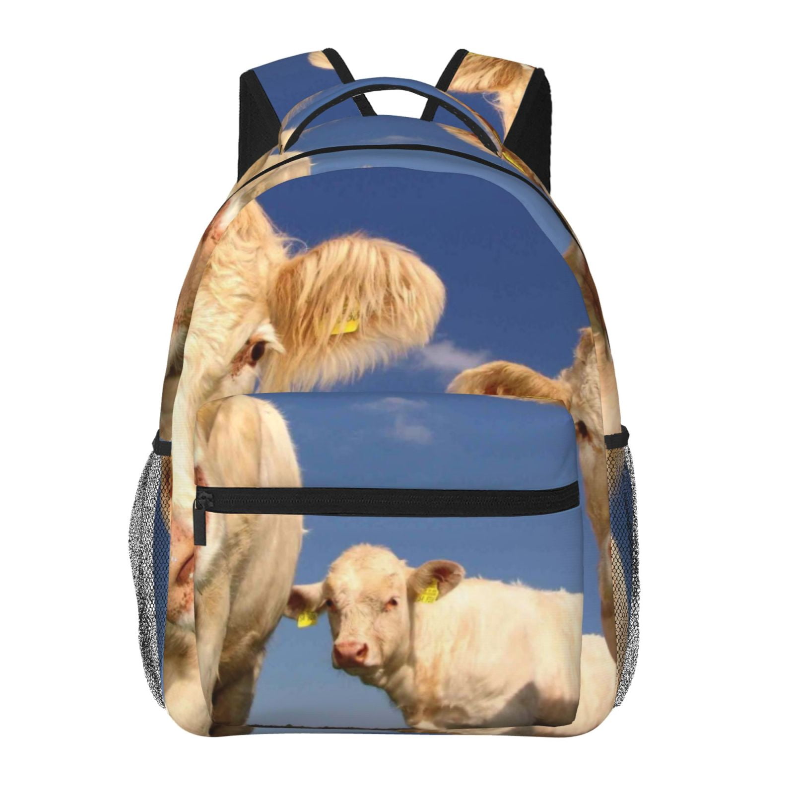 Ratiio Cows Cattles Print Eco-Friendly Casual Backpack, Water-Resistant Polyester Canvas Daypack with Smooth Zippers, Comfortable & Durable Travel Bag with Laptop Compartment