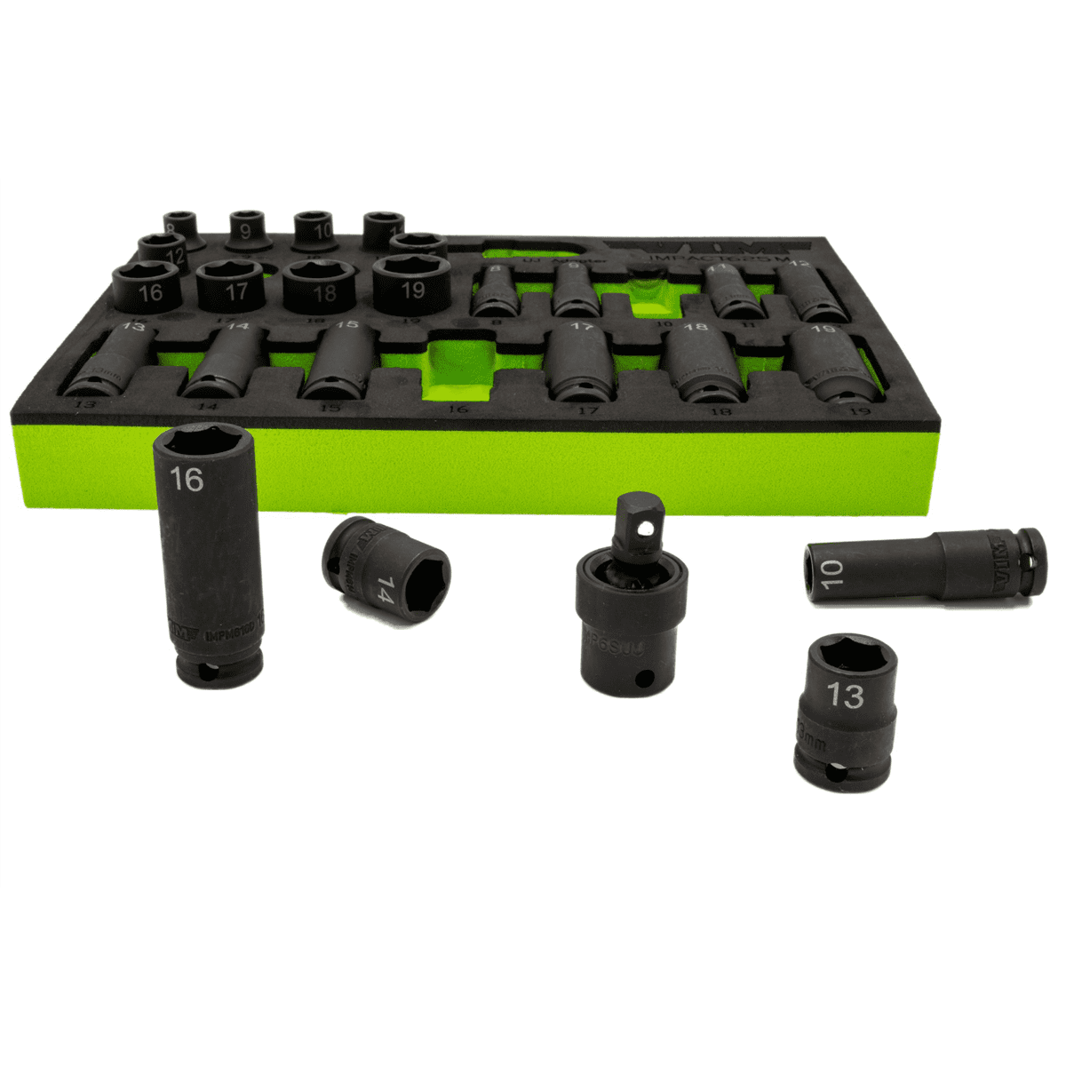 VIM Tools 25 Piece 3/8 Inch Drive Metric Impact Socket Set