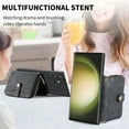 thumbnail image 3 of SaniMore for Samsung Galaxy S22 Ultra (6.8" 2022) Case,Wear-resistant PU Leather Skin + Zipper Purse Card Slots Removeable Crossbody Lanyard Stand Shell Shockproof Anti-scratch Drop-resistant, Black, 3 of 10