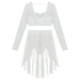 thumbnail image 6 of Aislor Women 2 Piece Lyrical Ballet Dance Outfit Floral Lace Crop Top Asymmetrical Flowy Mesh Tulle Skirt Dancwear, 6 of 7