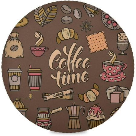 

Bestwell 4 pieces Coffee Theme Round Placemats Non-Slip Table Mats Washable Heat Resistant Place Mats for Kitchen Dining Table Home Decor 15.4 Inch