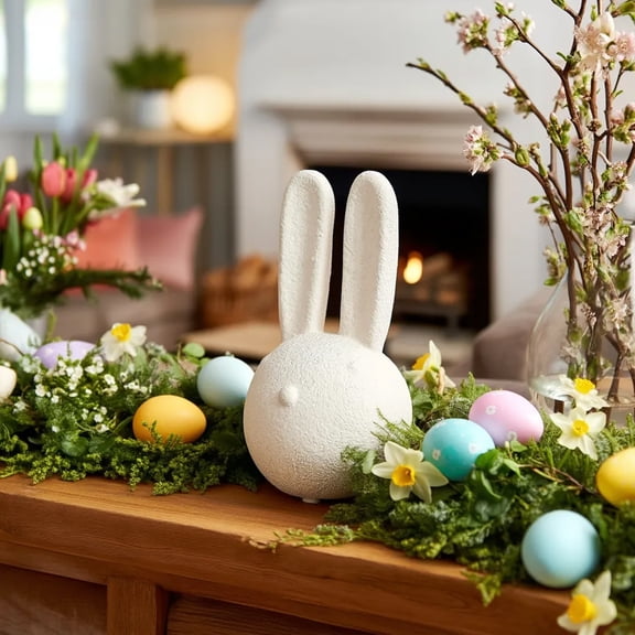 Honmine Easter Ceramic Bunny, Cute Rabbit Figurine Ornament, Desktop Living Room Decor, TV Cabinet Tabletop Statue