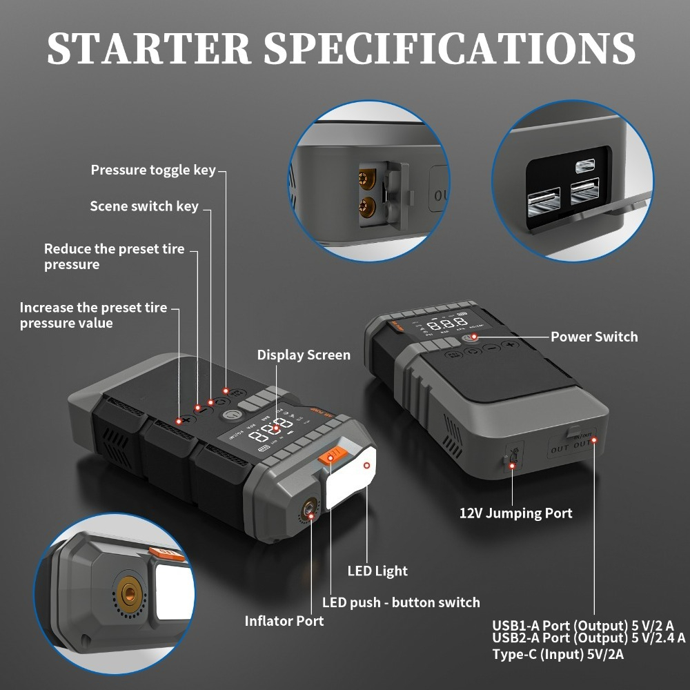 Soulor Jump Starter with Air Compressor 6000A photo 7