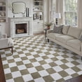 thumbnail image 2 of PureCozy 8'x10' Area Rugs for Entryway Entrance Kitchen Bedroom Office Rugs Modern Soft Shag Non Slip Checkered Large Washable Rugs, Coffee & White, 2 of 5