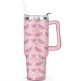 thumbnail image 2 of 40oz Cute Watermelon Pattern Stainless Steel Flip Straw Tumbler Spill Proof Travel Cup Double Wall Vacuum Insulated Coffee Mug with Top Handle, 2 of 6
