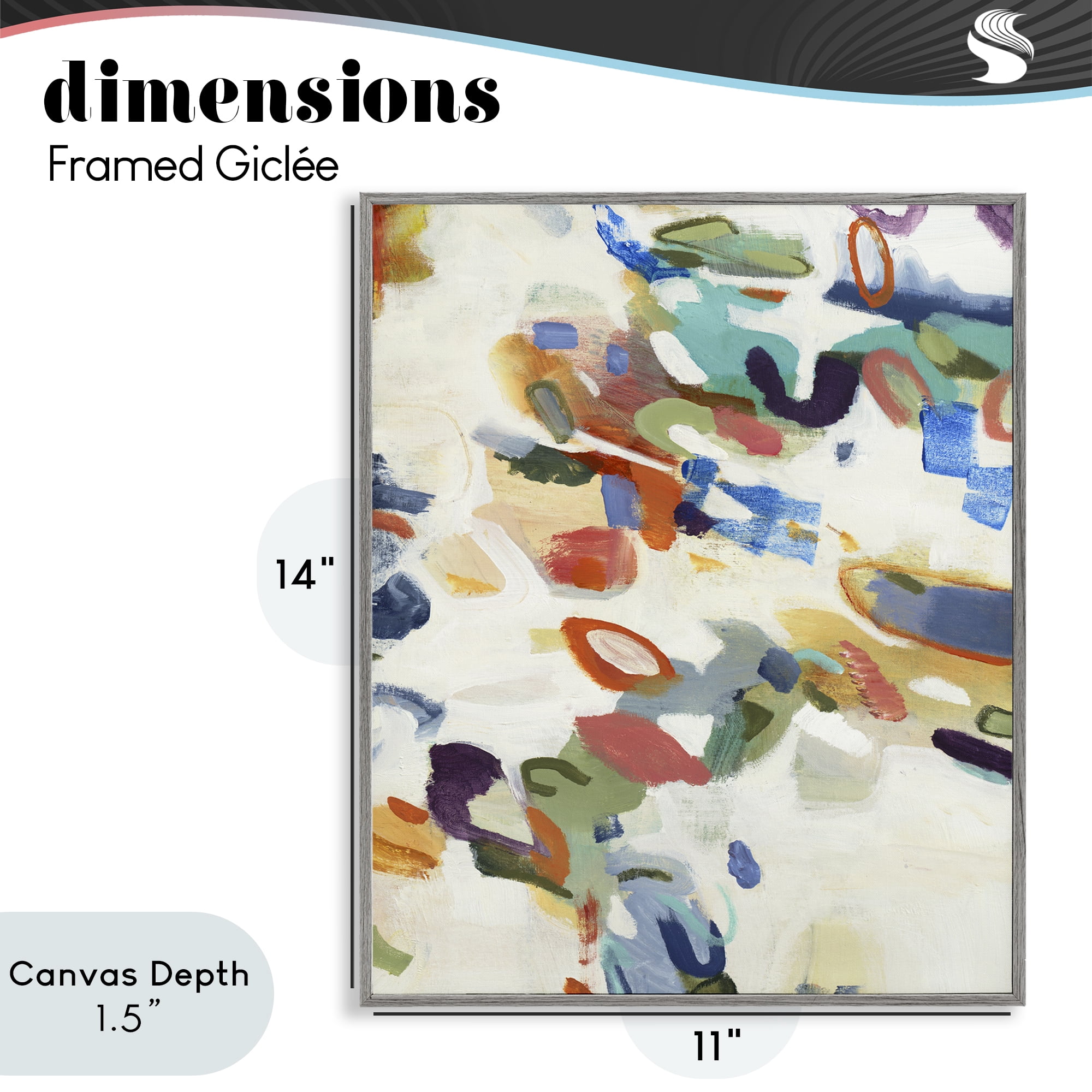 Stupell Industries Multihued Expressive Abstract Gray Framed Giclee Art, design by Lisa Ridgers