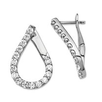 925 Sterling Silver Rhodium Plated Cubic Zirconia Post Teardrop Dangle Earrings 22.5x14.5mm Wide 2.5mm Thick Dangle Earr