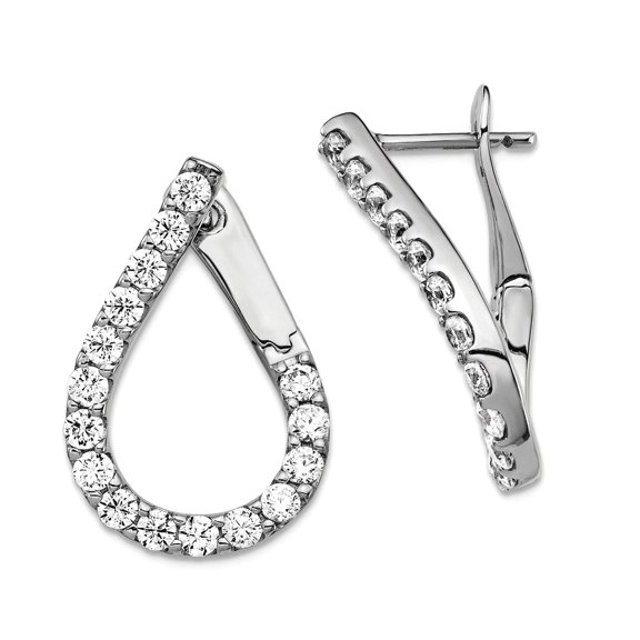 925 Sterling Silver Rhodium Plated Cubic Zirconia Post Teardrop Dangle Earrings 22.5x14.5mm Wide 2.5mm Thick Dangle Earr