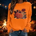 thumbnail image 4 of VKOYWKM Oversized Sweatshirt for Women Halloween Pumpkin Graphic Sweatshirt Party Tops Fall Long Sleeve Crewneck Sweatshirts Holiday Cozy Thanksgiving Pullover, 4 of 5