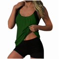 thumbnail image 5 of Sakmal Womens Tankini Swimsuits Padded Plus Size Swimwear Vacation Solid Green Womens Swimsuits with High Waisted Bottom, 5 of 5