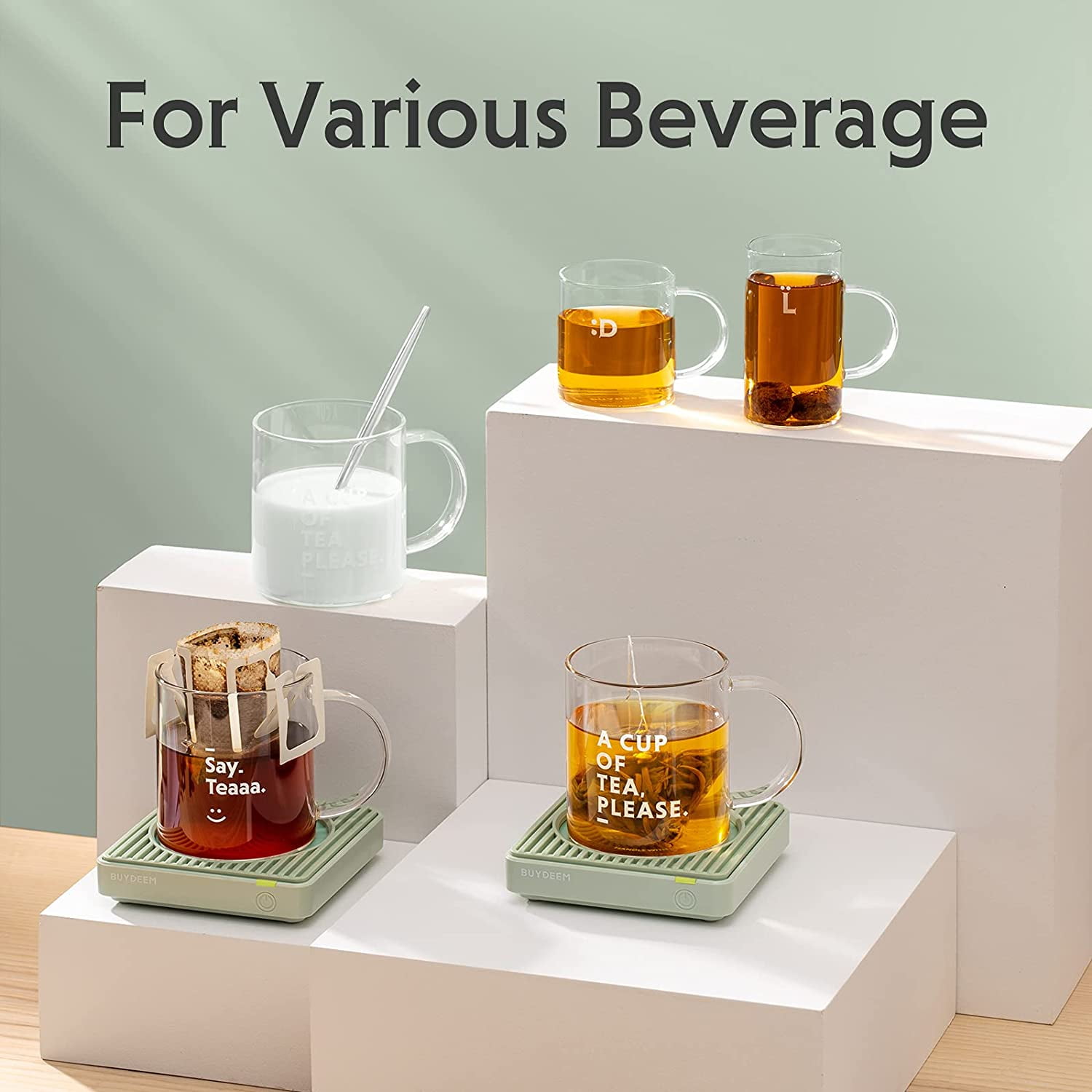 BUYDEEM OA2001B1 Extra Wide Mug Warmer, One-Touch Beverage Cup Warmer with 2 Temperature Settings and Auto Shut-Off.