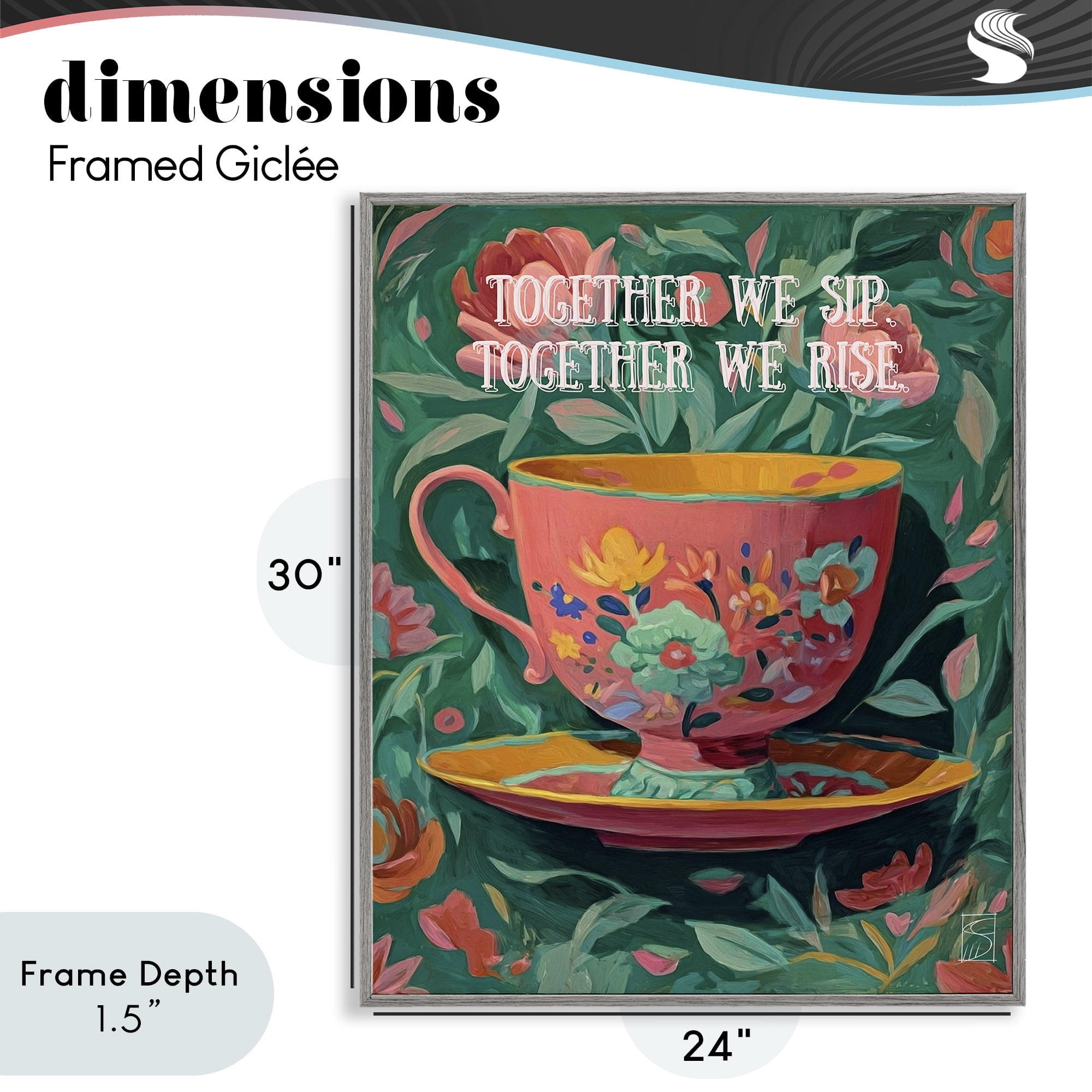 Stupell Industries Together We Sip & Rise Gray Framed Giclee Art, design by Sara Culpepper