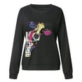 thumbnail image 5 of Ladies O-Neck Solid Color Printing Long-Sleeved Loose Striped Casual Top, 5 of 5