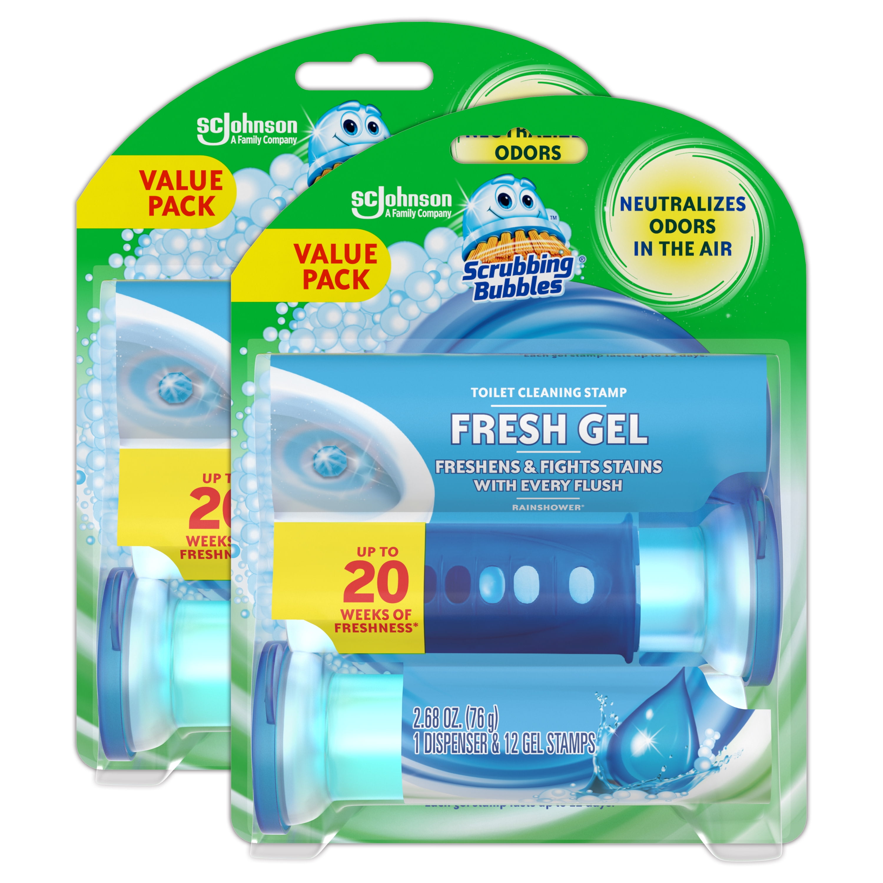 Scrubbing Bubbles Fresh Gel Toilet Cleaning Stamp, Rainshower