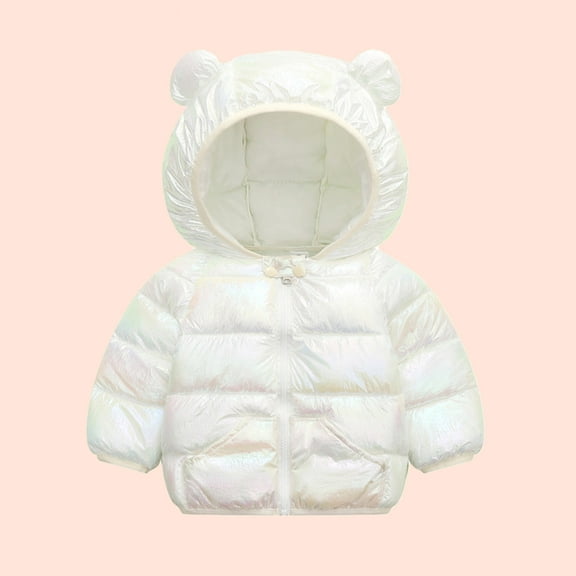 jsaierl Winter Coats Toddler Boys Girls Cute Bear Ear Hooded Cartoon Graphic Coat Fall Zip Up Thermal Jacket Windproof Outerwear Clothes Puffer Coat 12M-5T