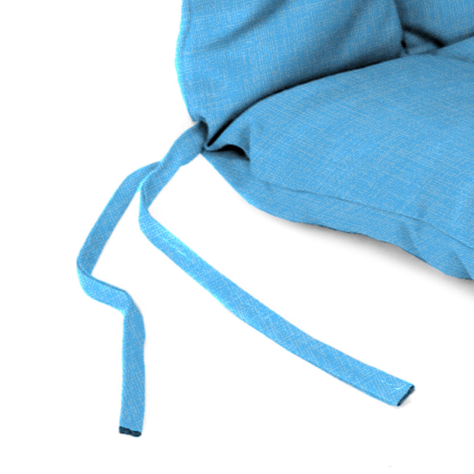 Jordan Manufacturing 38" x 21" Celosia Ice Blue Crosshatch Rectangular Outdoor Wrought Iron Chair Cushion with Ties and Hanger Loop