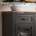 thumbnail image 3 of PAPROOS 59" Fireplace TV Stand for TVs up to 65", Farmhouse Entertainment Center with 23" Electric Fireplace, Drawers & Glass Cabinets, Black, 3 of 10