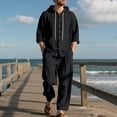 thumbnail image 3 of Mens Sweat Suits 2 Piece Set Long Sleeve Button Down Hoodies and Long Pants Elastic Waist for Workout Sportswear, L, 3 of 8