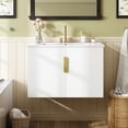 thumbnail image 3 of 30" Vintage Bathroom Vanity with Ceramic Sink, with 3 Holes Single Ceramic Sink, Bathroom Storage Vanity Cabinet with 2 Soft Closing Doors, 3 of 6