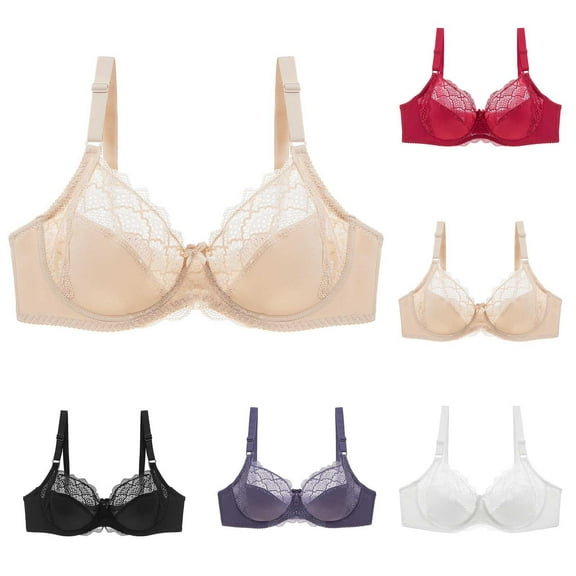 Ahuyic Summer Womens Bras,Plus Size Bras for Women,Women's Daily Adjustable Underwear Gathered Thin Bra Without Steel Ring
