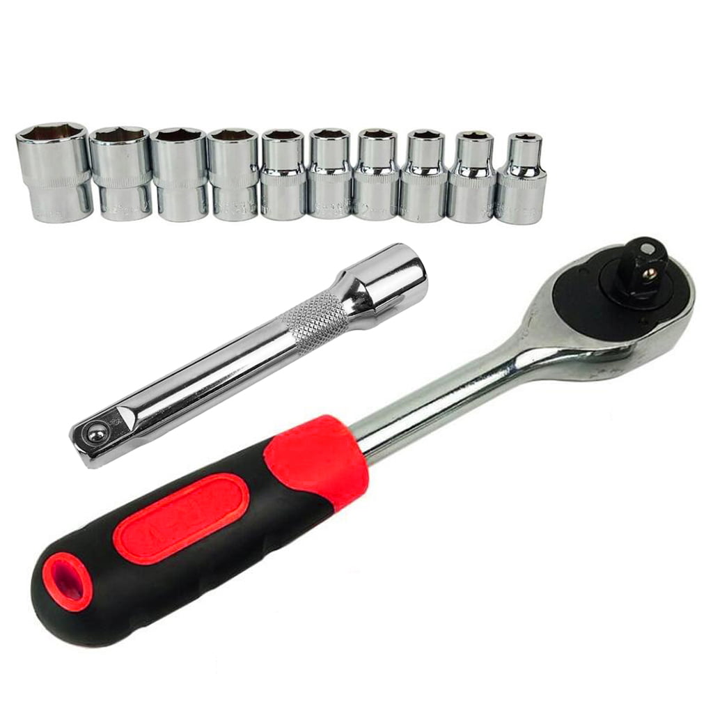 1/4 inch Socket Wrench Set Ratchet Spanner Extension Rod Combo Tools Kit 12pcs 