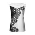 thumbnail image 4 of Camiseta sin mangas de encaje con estampado de mujer Camiseta sin mangas de empalme de cuello redondo Camiseta ligera y cómoda delgada OAVQHLG3B Store lin121212, 4 of 5