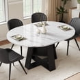 thumbnail image 6 of Hawsaiy Extendable Round to Oval Dining Table Set for 4–6, Space-Saving Wooden Table with Hidden Storage, Expandable Dining Table with Upholstered Chairs(White Table+4 Black Chairs), 6 of 9