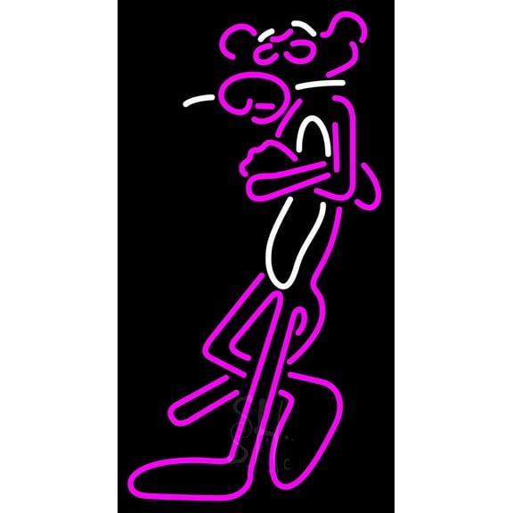 Pink Panther LED Neon Sign 20 x 37 - inches, Black Square Cut Acrylic Backing, with Dimmer - Bright and Premium built indoor LED Neon Sign for café, club, party, event and stroefront.