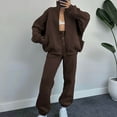 thumbnail image 2 of FAIWAD Women's 2 Piece Tracksuit Set Long Sleeve Zip Stand Collar Sweatshirt and Loose Jogger Pants, 2 of 7